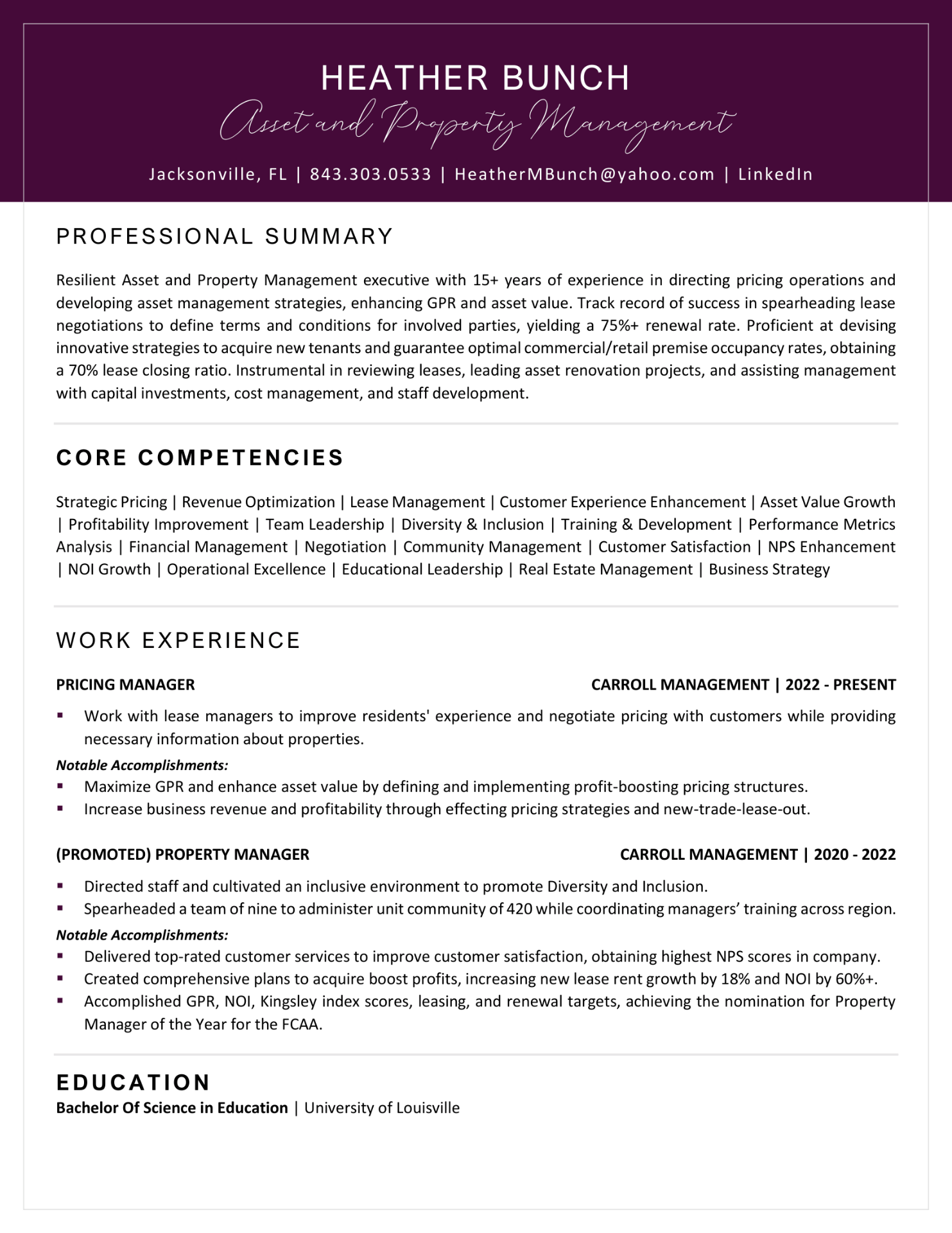 best resume examples - Asset & Property Management resume, resume preparation services