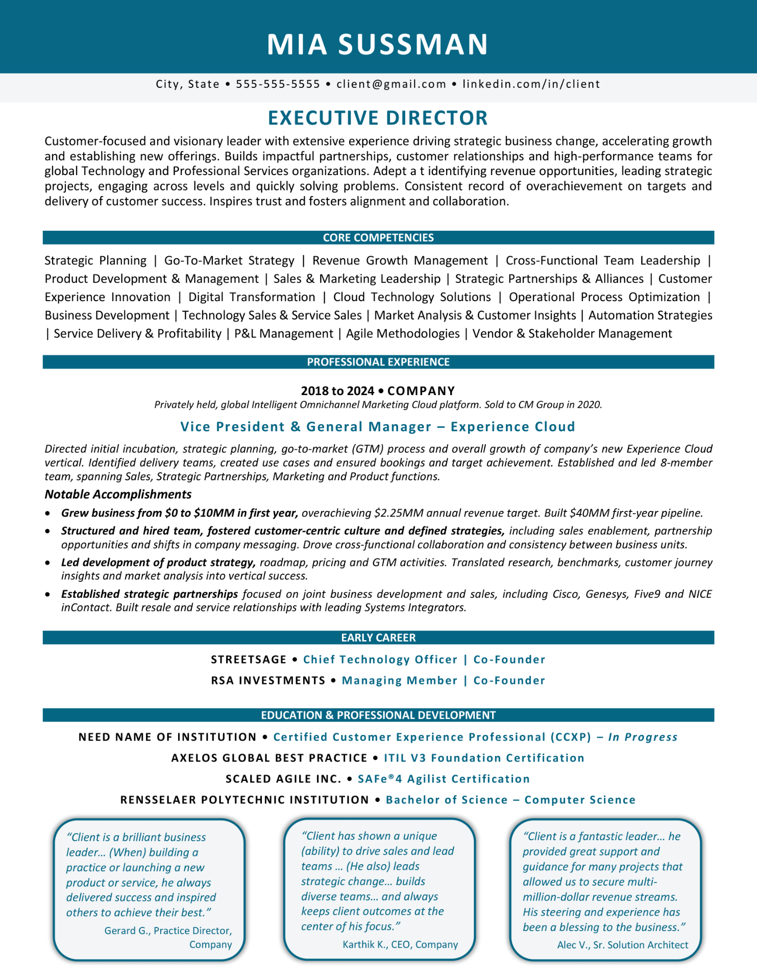 resume writing - Executive Director resume example, executive resume writing services